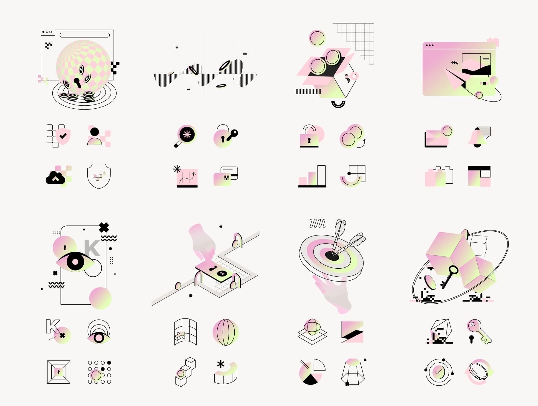 16幅加密货币矢量插图 AI figma格式